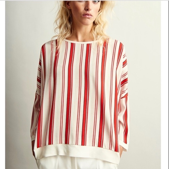 Karen By Simonsen Red and White Striped Blouse - Picture 1 of 8